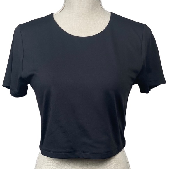 NWT House of Harlow 1960 Black Bodycon Short Sleeve Crop Top- Large - Picture 2 of 10